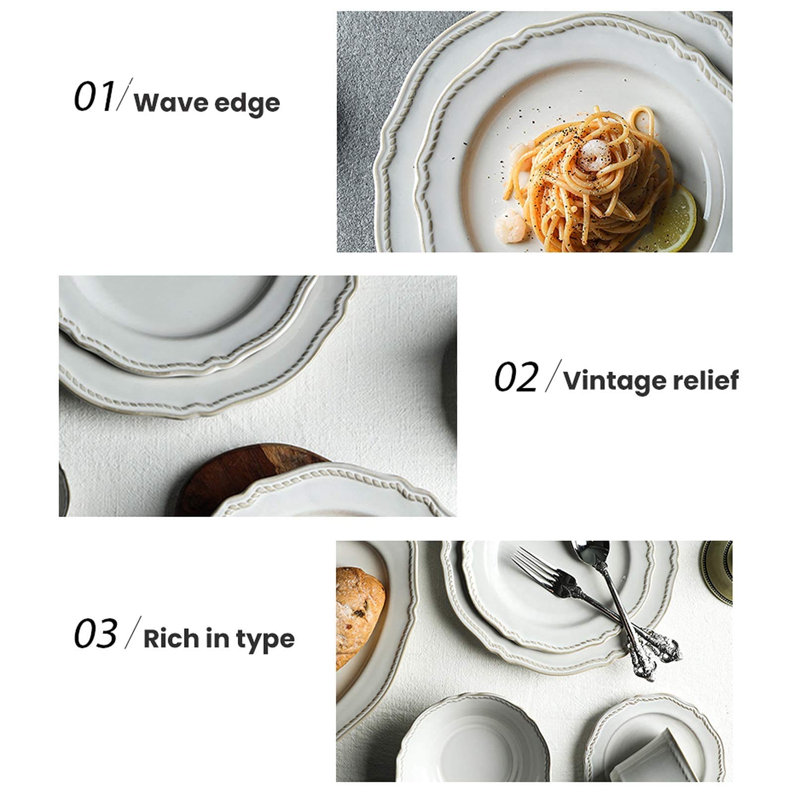 Amazon.co.jp: Porcelain Dinner Set, 38 Pieces French Retro