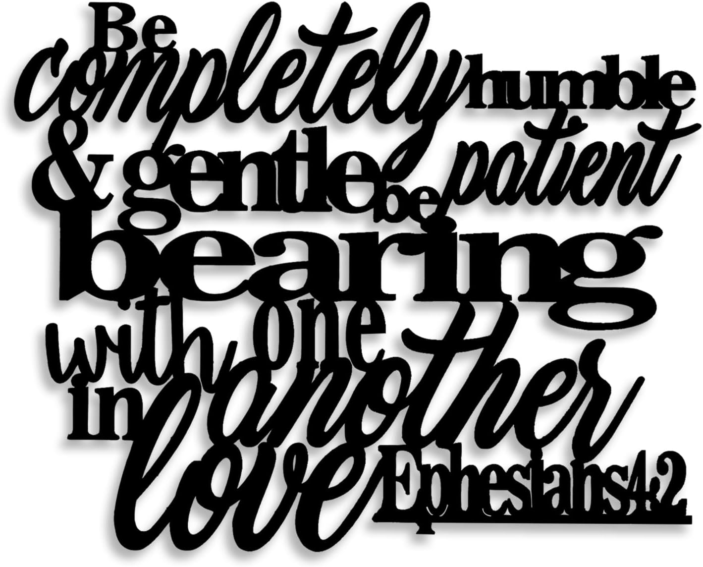 LIYOUYA Ephesians 4:2 Metal Wall Decor – Christian Inspirational Room Decor Black Wall Art Home Decor for Living Room, Bedroom, Dining Room (Black)