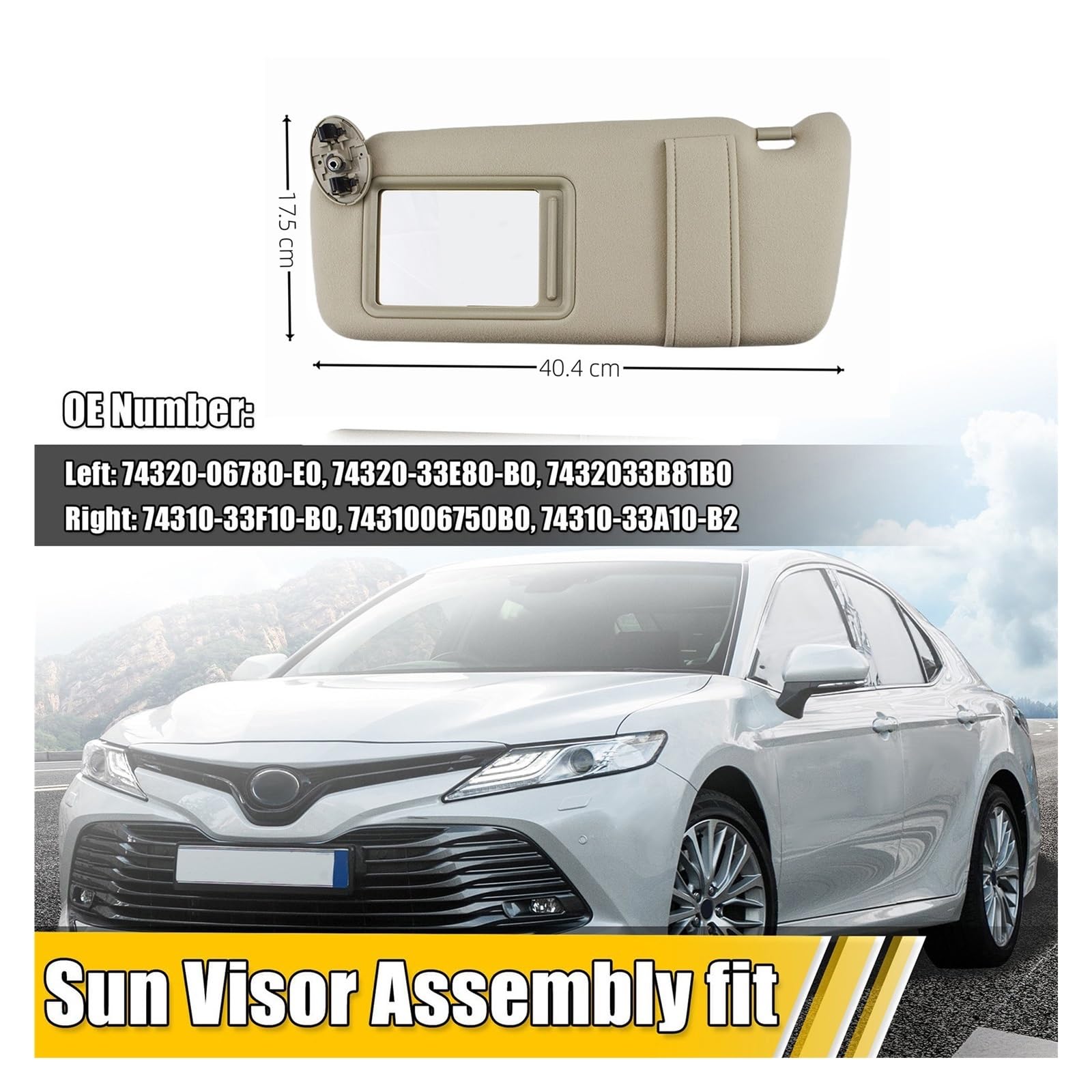 Visiera Parasole Lato Conducente E Passeggero Senza Luce Per Toyota Per Camry 2007 2008 2009 2010 2011 74310-06750-E0 74320-06780-B0(Grey Pair