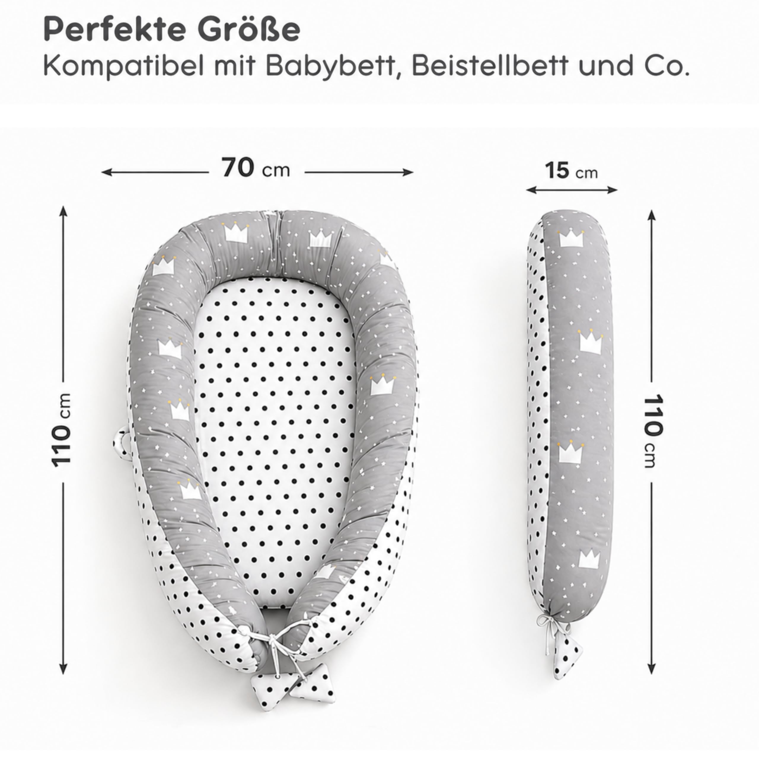 SKY & ZEN Babynestchen – Babynest 5 tlg. Set für Neugeborene mit Tragegriff