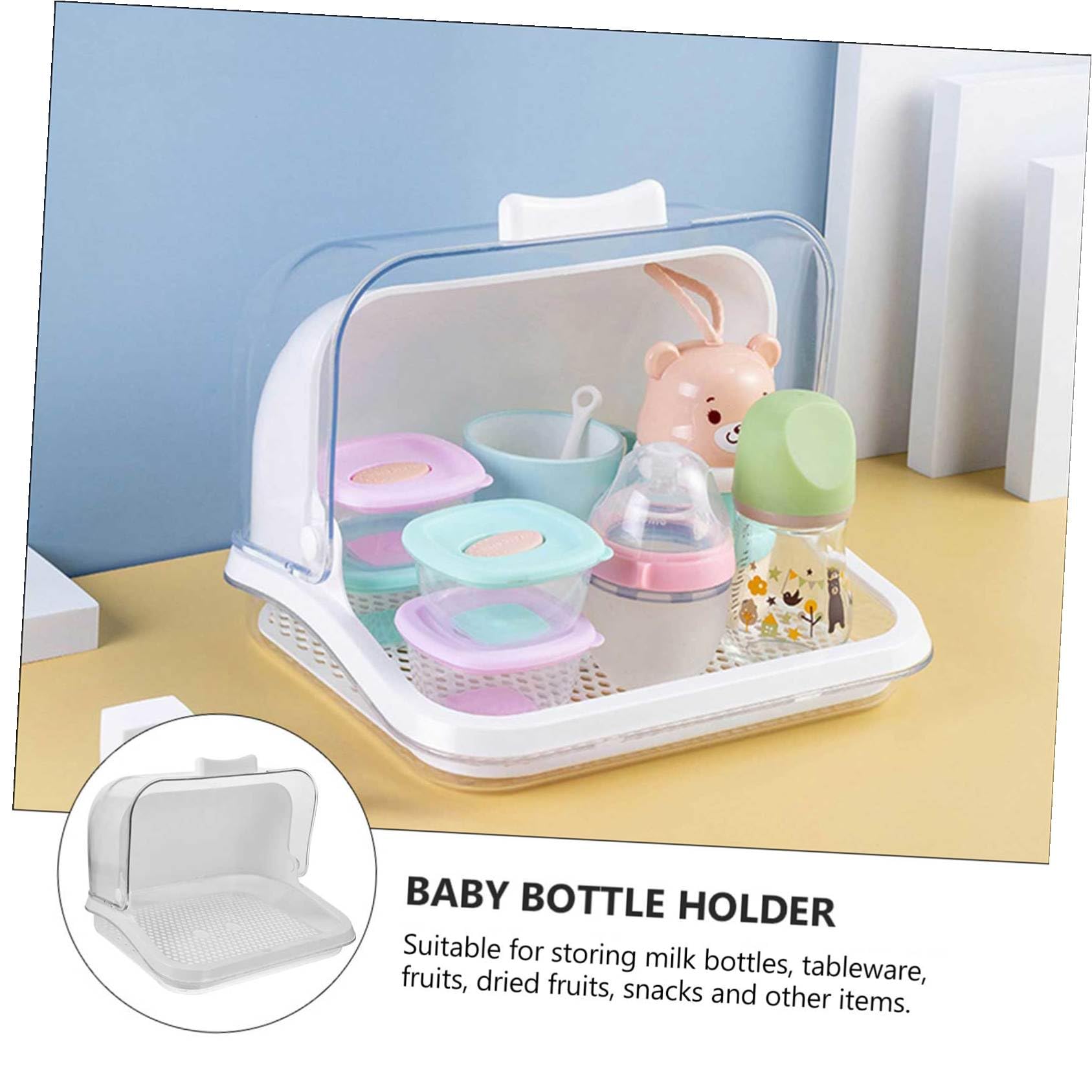 Trockenbox für Babyflaschen mit Staubschutzdeckel aus Pp Flaschenhalter für Flaschenaufbewahrung und Abtropfen Weiß zur Sicheren Lagerung von Babyartikeln