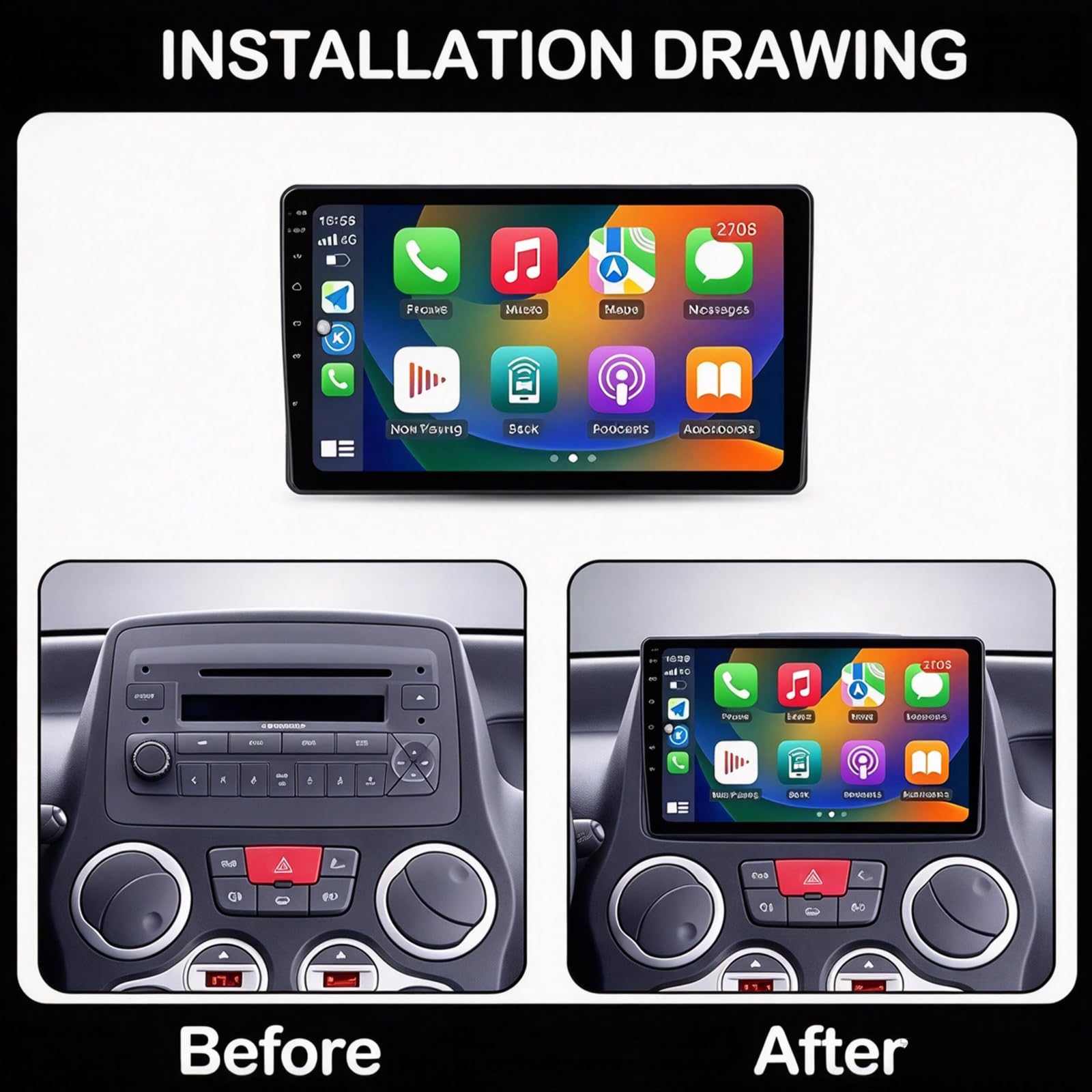 Radio samochodowe odtwarzacza multimedialnego dla Fiat Panda 169 2003-2012