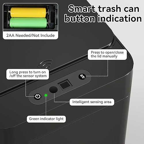 Miniatura 7 de kaylowe Bote de basura automático para baño, sin contacto, de 2.6 galones, con tapa, pequeño sensor de movimiento delgado, cubo de basura