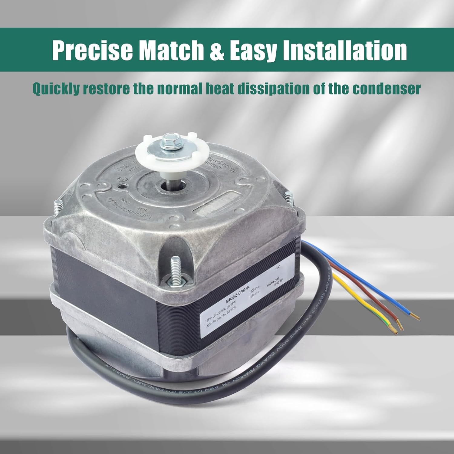 YUXIVCNE M4Q045-CF07-04 Freezer Condenser Fan Motor Compatible with Qideyipe, 115V 0.80A 0.74A 50Hz 60Hz 1550RPM 4 Pole Refrigerator Cover Pole Motor
