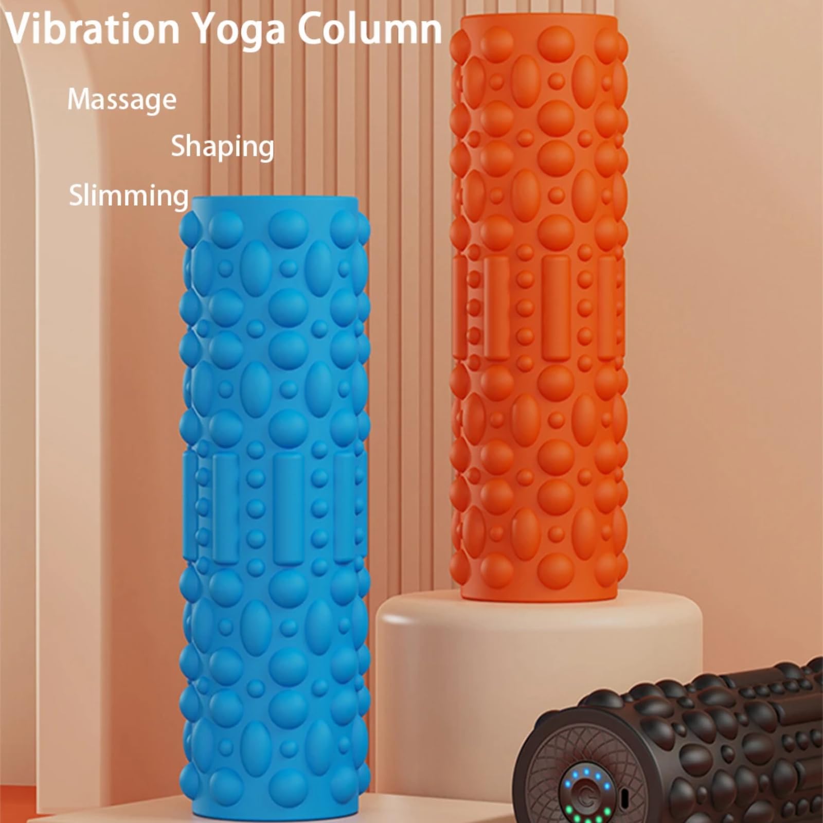 Faszienball Wiederaufladbare 5-Getriebe Vibrierende Erdnussmassage Ball, Tiefgewebe Rolle Für Hals Rücken Bein Yoga Erholung-Black-Roller