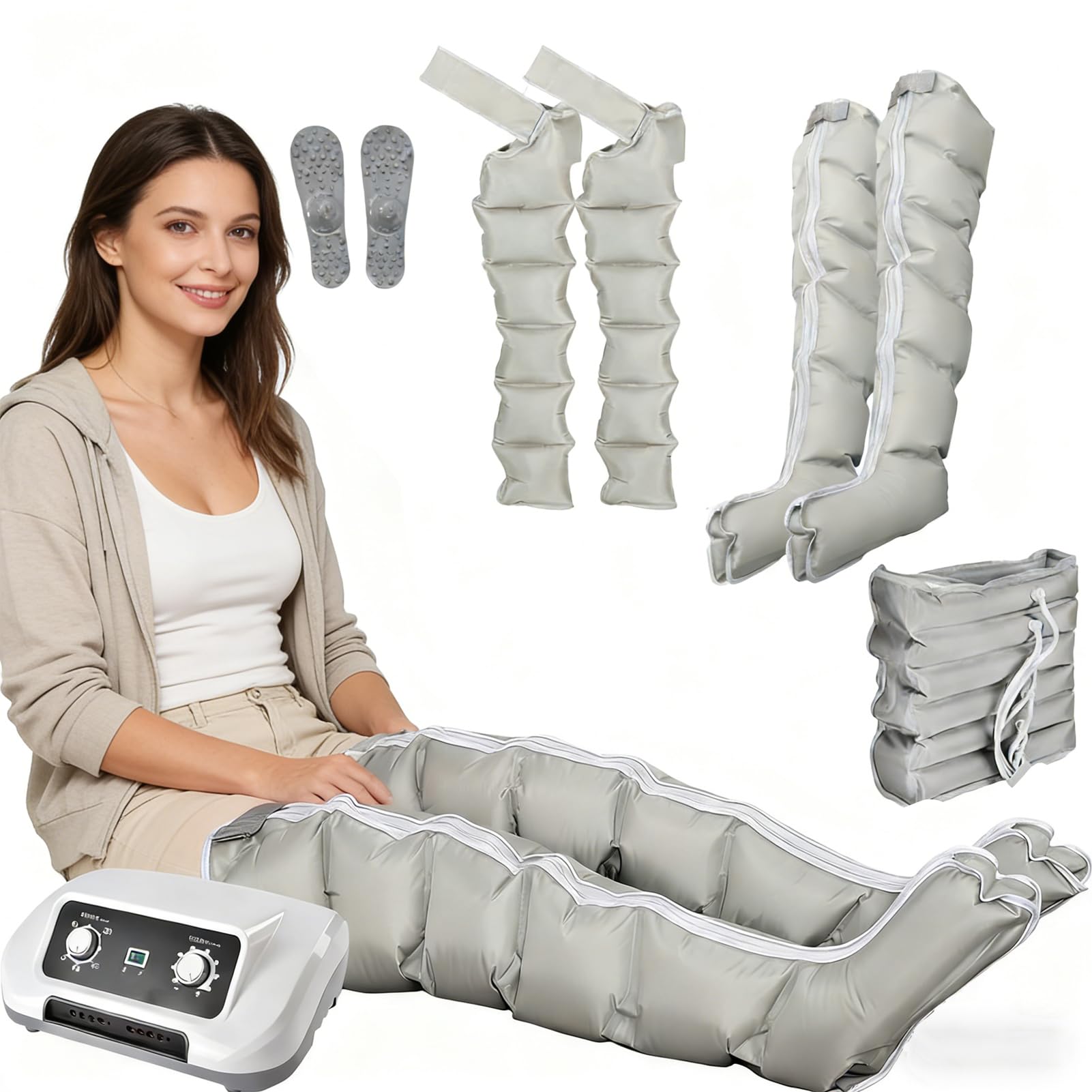 GZGHRZQS 6 Cavity Lymphatic Drainage Massager | Pressotherapy And Lymphatic Drainage | Pressotherapy Boots | XXL Electric Air Compression Massager Machine | Lymphoedema For Legs, Lymphedema
