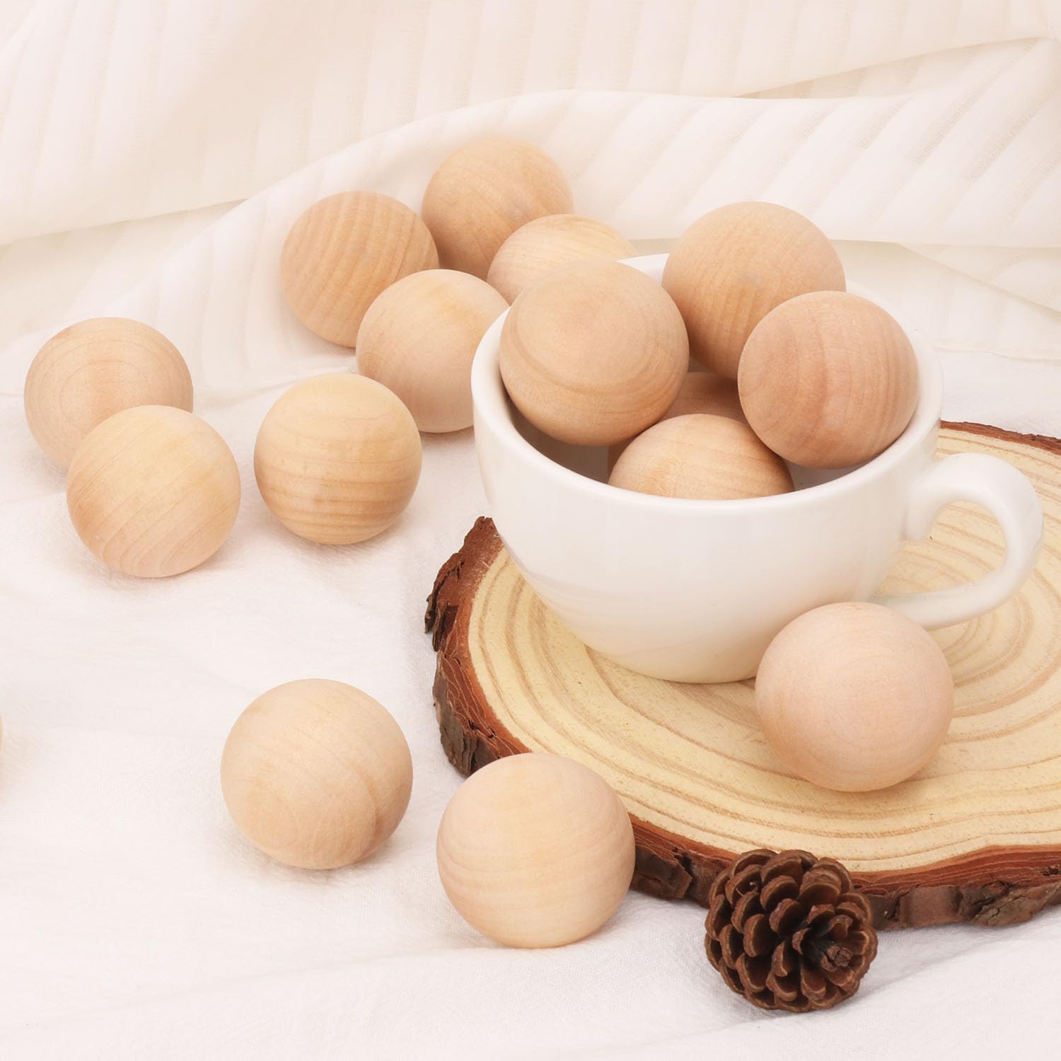 50 Pack Wooden Balls for Crafts - 1.5 Inch Multipurpose Unfinished Round Wood Spheres, DIY Decorative Crafting Balls, Suitable for Art Projects and Home Decoration - Image 4