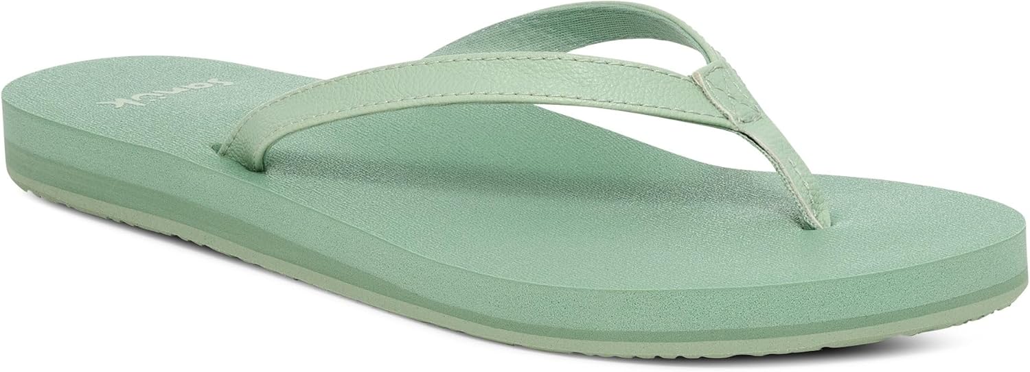 Sanuk Yoga Joy Womens Flip Flops | Yoga Mat Footbed | Sandals for Women | Womens Yoga Sandals | Women's Beach Sandals, Aqua Foam, 10