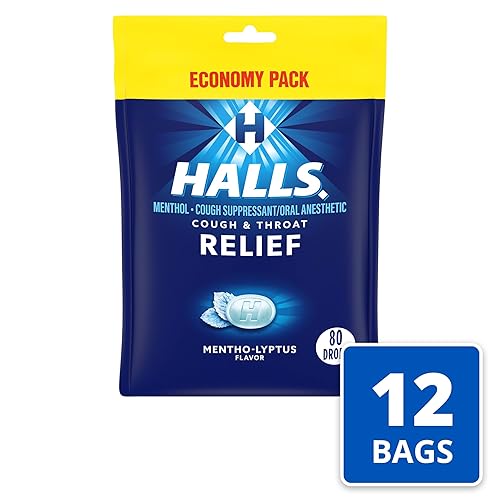 Miniatura 3 de HALLS Relief - Gotas para la tos mento-lyptus, paquete económico, 12 paquetes de 80 bolsas de gotas (960 gotas en total)