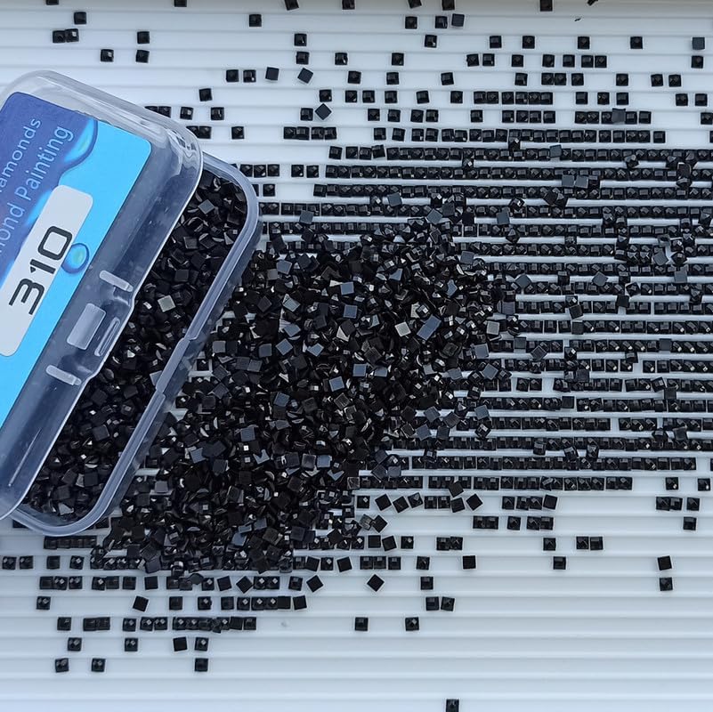 YEYKZART 310 diamantes negros de repuesto para pintura de diamantes, cuentas cuadradas para arte de diamantes, 3500 unidades
