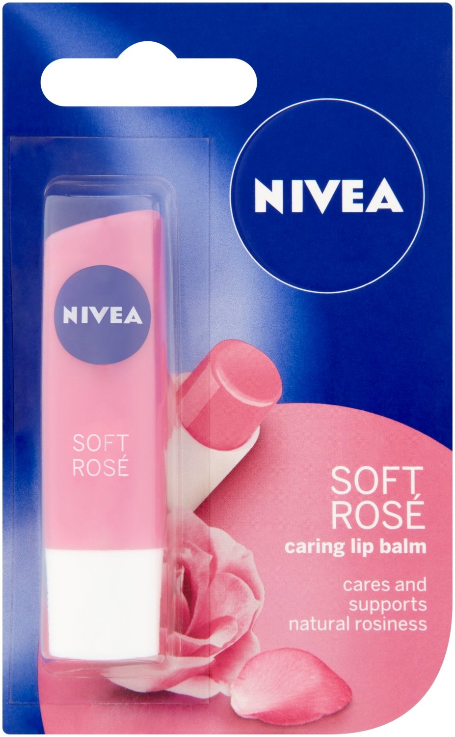 Cacao Nivea para el cuidado labial, de 4,8 g, color rosa claro. Pack de 12 unidades.