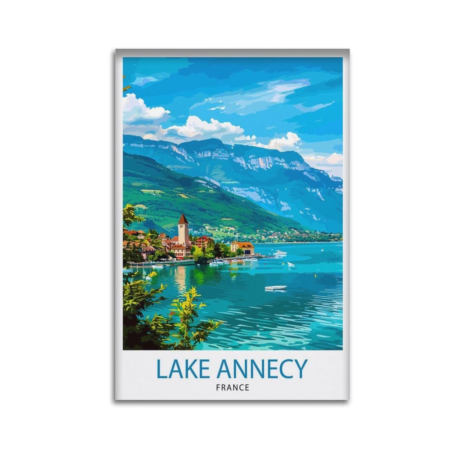 xiaoxiaoshen Annecy France Travel Lake Gift for Traveler Home Canvas Poster Wall Art Prints Room Aesthetic Murals Bedroom And Living Decorations 20x30inch(50x75cm)