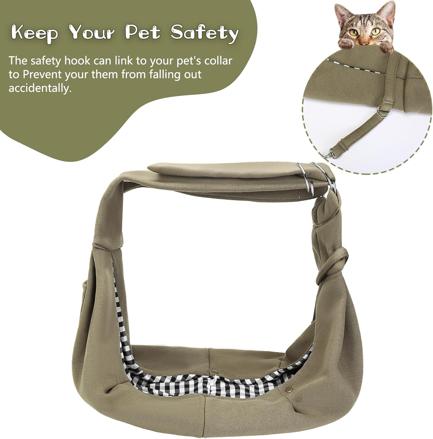 Yummy Sam 調節可能 小型犬キャリアスリング 猫スリング ハンズフリー 通気性 コットン ペット 子犬 ウォーキングバッグ リバーシブル 猫キャリーポーチ ワイドショルダーストラップポケット付き アウトドアショッピング用