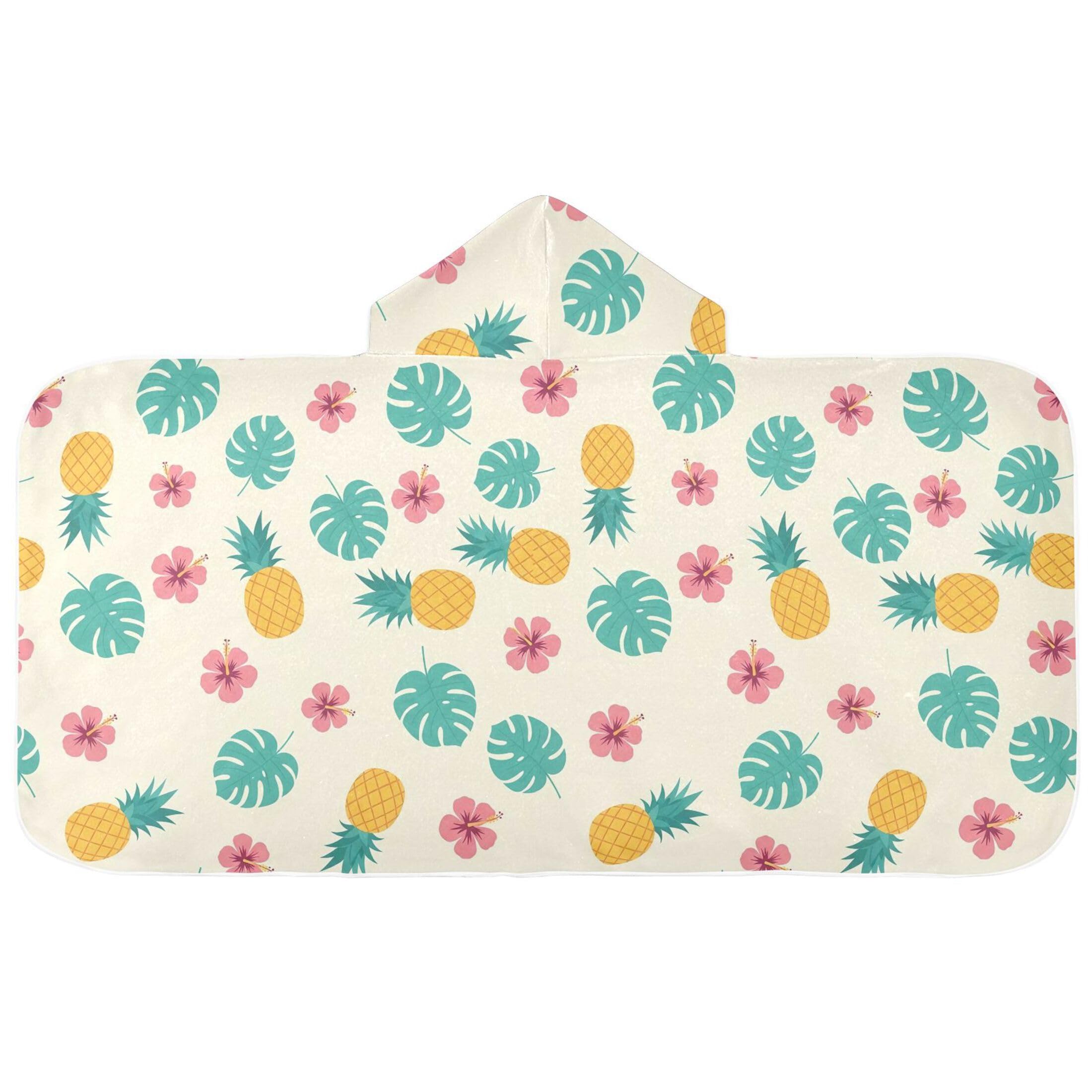 Fuauuyl Pineapples Monstera Leaves Hooded Baby Bath Towel Soft & Breathable Towel for Newborns Infants Toddlers, Nursery Essential