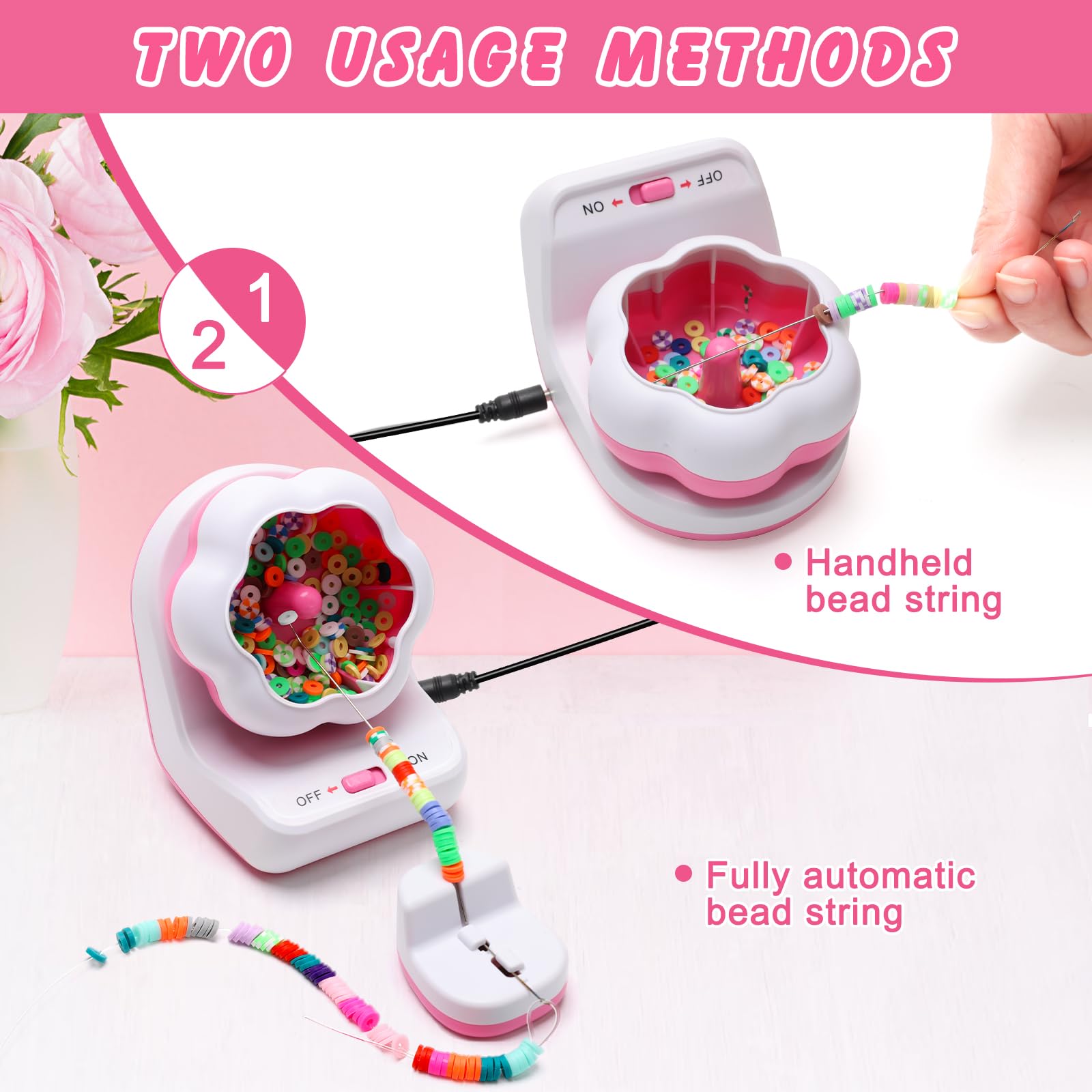 Windspeed Pink Electric Bead Spinner with 6600 Clay Beads - Image 3