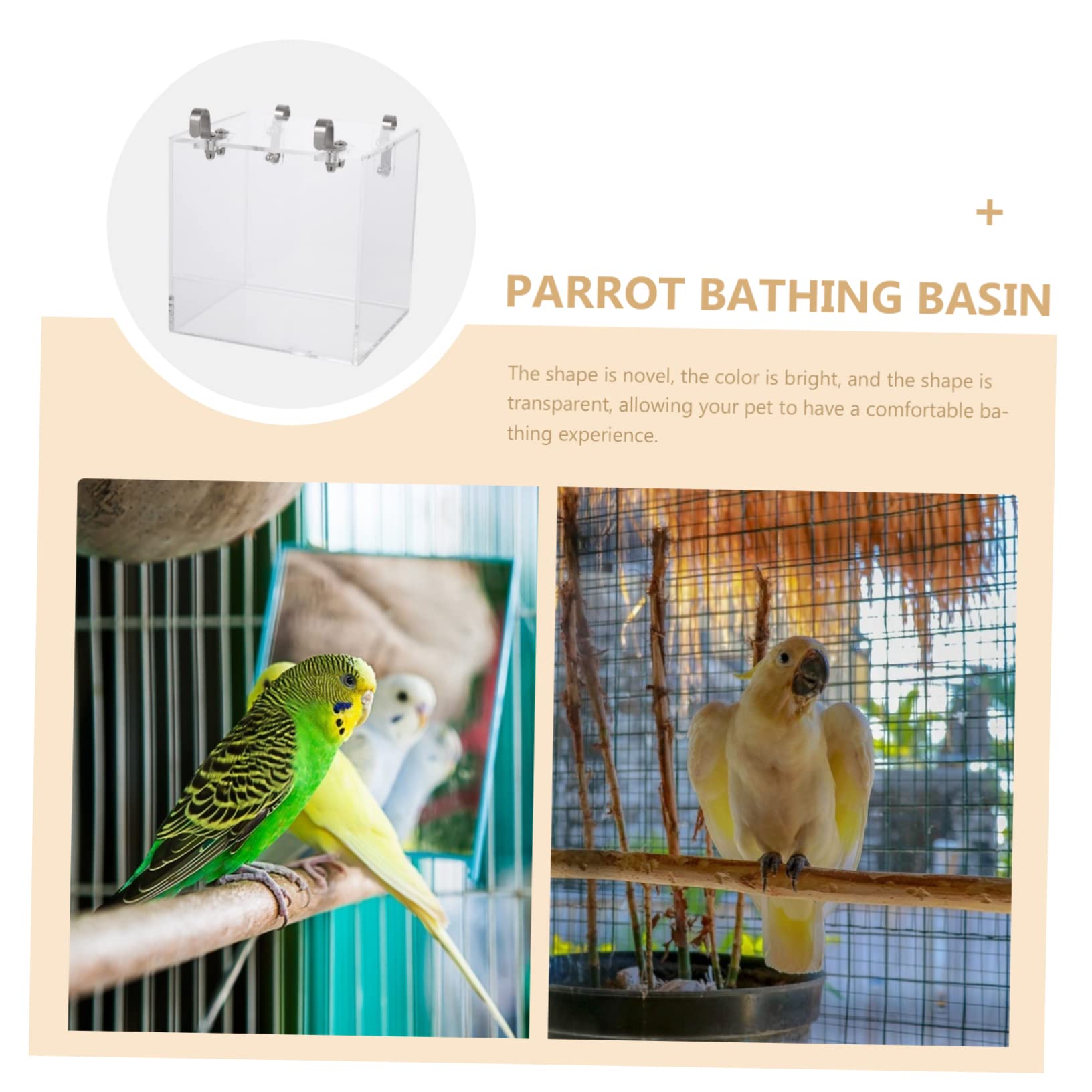 Happyyami Vogelduschbecken aus Acryl für Vögel mit Stabilem Design und Einfacher Aufbewahrung Geeignet für Zuhause und Zoohandel als Vogelbadewanne in Boxform