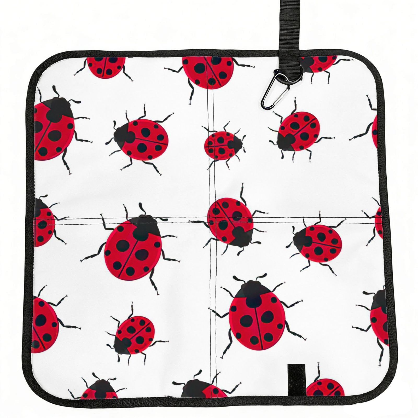 KAPPTYY ladybug Printed Bleacher Seat Cushion PE Foam Filling, Foldable Sitting Pad for Concert Stadium Events