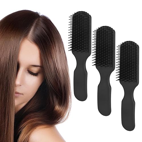 Miniatura 3 de 3 cepillos de pelo de 9 filas, cepillo de peinado para cabello rizado, cepillo de viaje para separar, dar forma, definir rizos, secar con soplado,