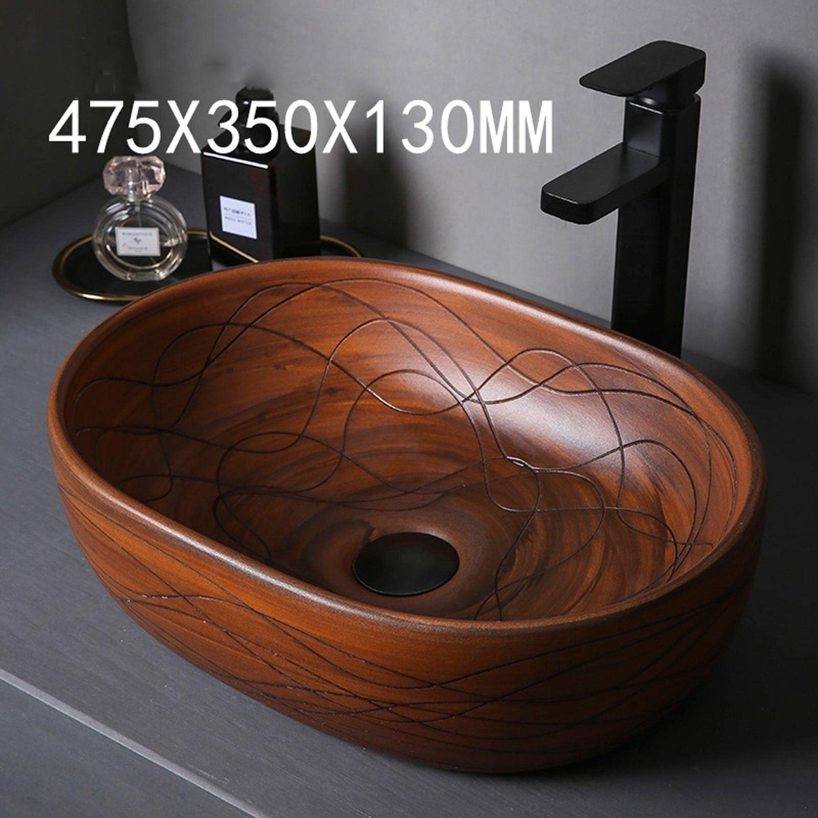 Zlewozmywaki łazienkowe owalne nad blatem porcelanowe ceramiczne naczynie łazienkowe naczynie łazienkowe umywalka umywalka artystyczna umywalka 47,5 cm x 34,8 cm x 13 cm wpuszczana umywalka