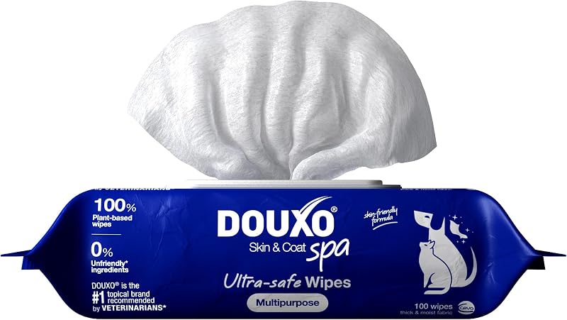 SPA Dog Wipes for Paws, Butts, Tear Stains and Cleaning, 100 Wipes | Multi-Purpose for Coat and Paws, Leaves the Coat and Skin Refreshed, Skin-Friendly Formula, Can Also be Used for Cats