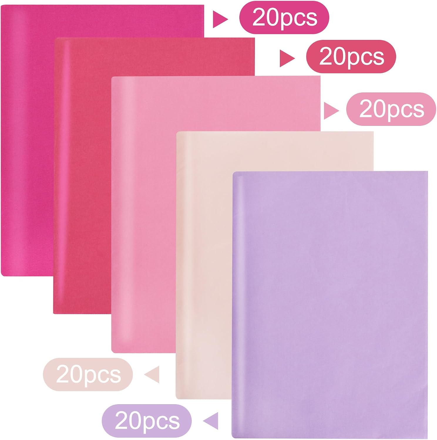 BEISHIDA 100 Sheets Pink Series Tissue Paper Bulk, Wrapping Tissue Paper for Gift Bags, 14 x 20 Inch Gift Wrap for Valentine Birthday Wedding Graduation DIY Crafts Holiday Flowers(Pink Series)