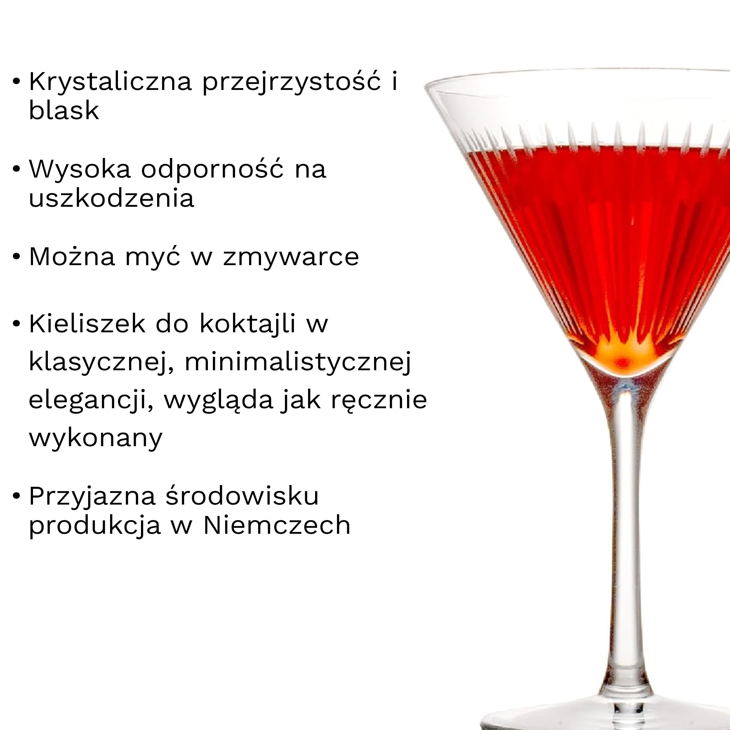Stölzle Lausitz SOHO Kieliszki do Koktajli Zestaw 6 szt. 250ml – Eleganckie Kieliszki do Martini & Cosmopolitan – Kryształowe Kieliszki z Smukłym Designem – Nadające się do Zmywarki