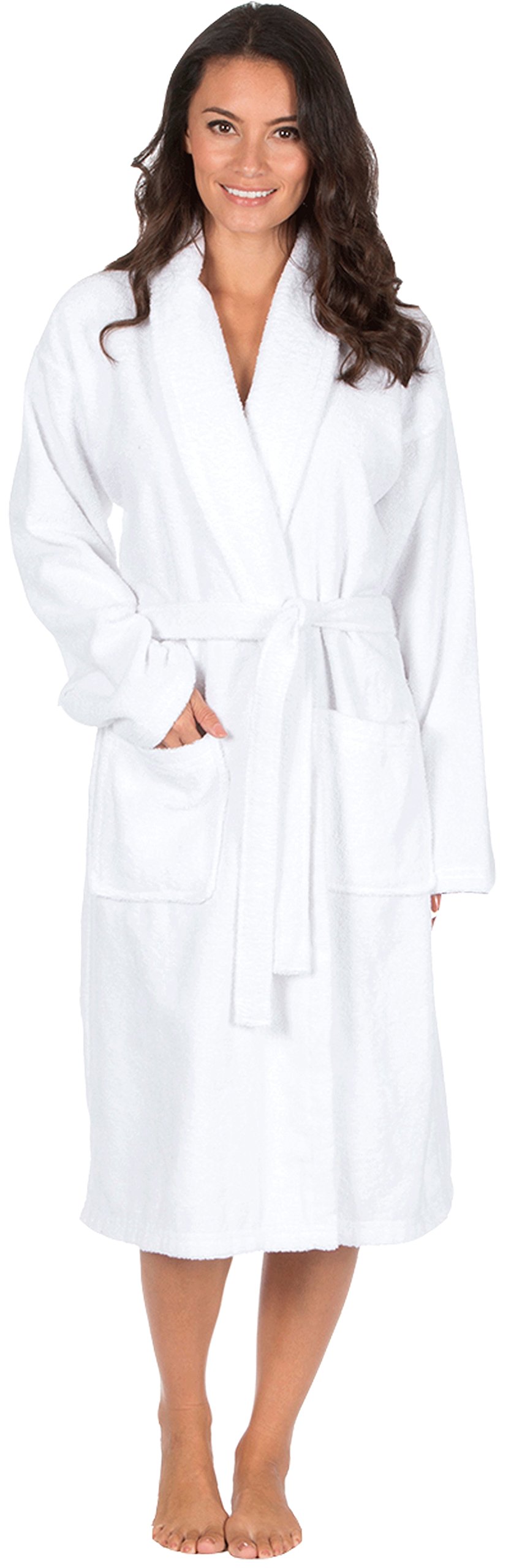 A & B Traders Women's White Luxury Dressing Gown Towelling Bath Robe