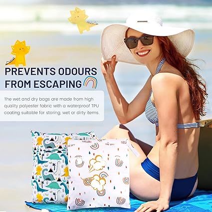 2 Borse Impermeabili Per Pannolini Riutilizzabili - Wet Bag Stile Anatra Per Asilo, Viaggi, Piscina - Foto 9