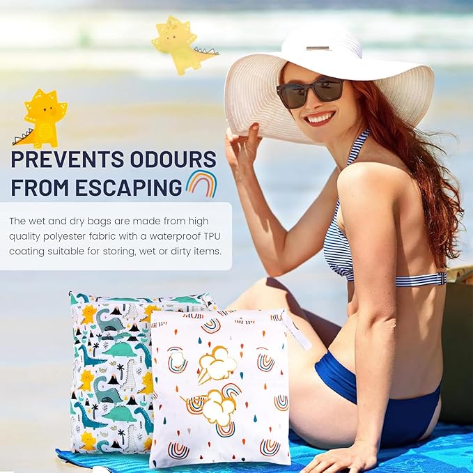 Wet Bag Per Pannolini Lavabili - 2 Pezzi Impermeabili Riutilizzabili Per Viaggi E Palestra - Foto 13