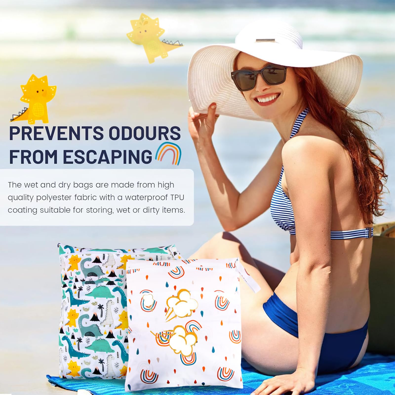 shallyong Wetbag, 3 Pieces Diaper Bag, Reusable Wet Bag, Wet Bag for Swimsuit with Zip Waterproof Reusable Organizer - Image 4