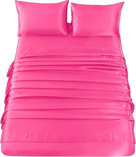 Miniatura 2 de Sfoothome Sábanas de satén sedosas, juego de sábanas de satén de 4 piezas tamaño matrimonial con bolsillos profundos, sábanas de satén refrescantes