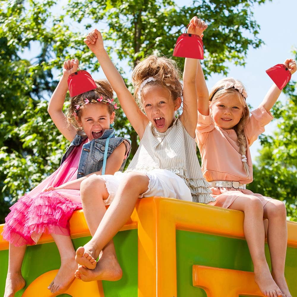 ArtCreativity 3 Inch Red Metal Cowbell Noisemakers - Pack of 12 - Loud Metal Cowbell Noise Makers with Handles, Great for Football Games, Sporting Events, New Year’s Eve, for Kids and Adults : Toys & Games