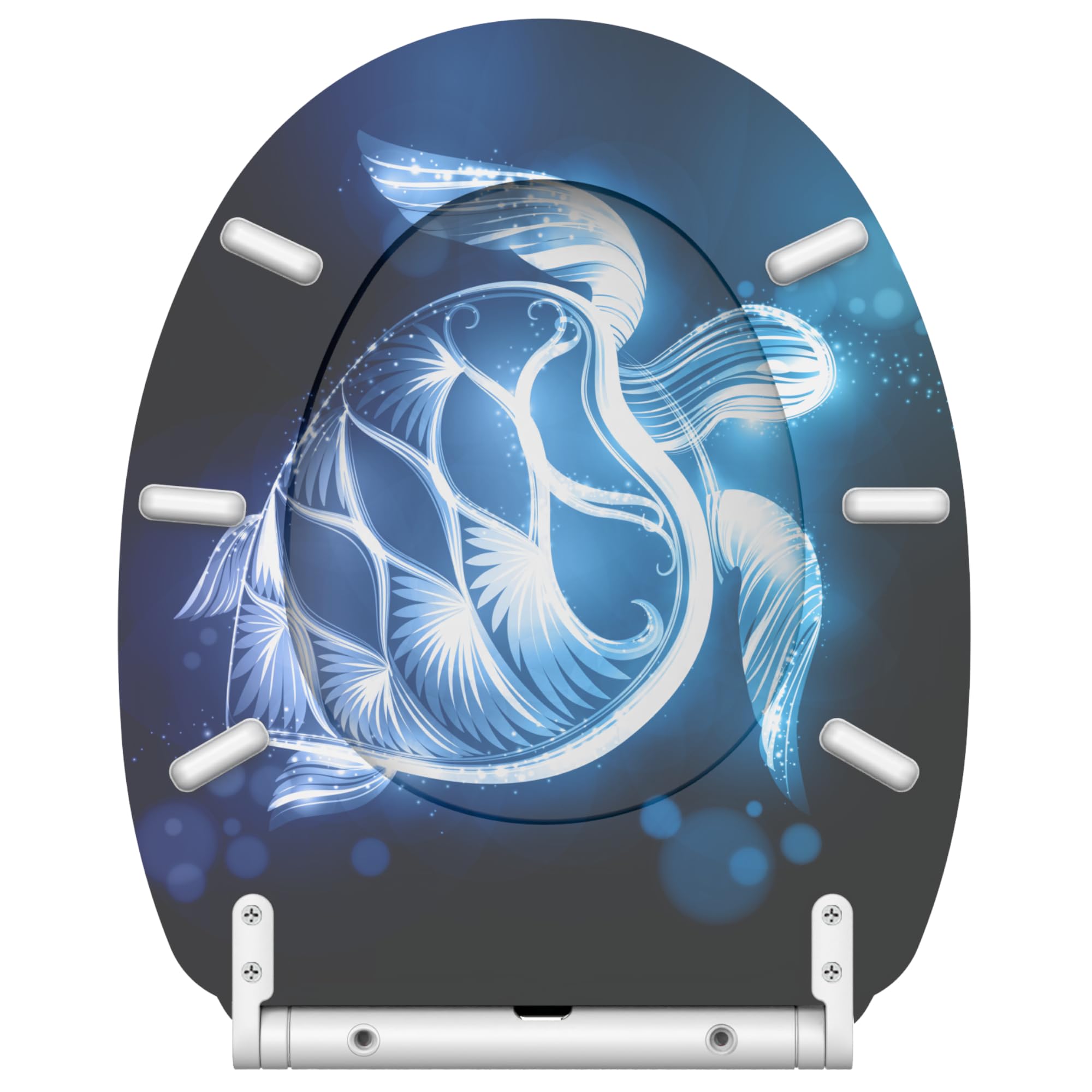 Sanilo Abattant WC avec frein de chute et libération rapide, Siège de WC amovible par simple pression sur un bouton, Montage facile par le haut (Glow Turtle)