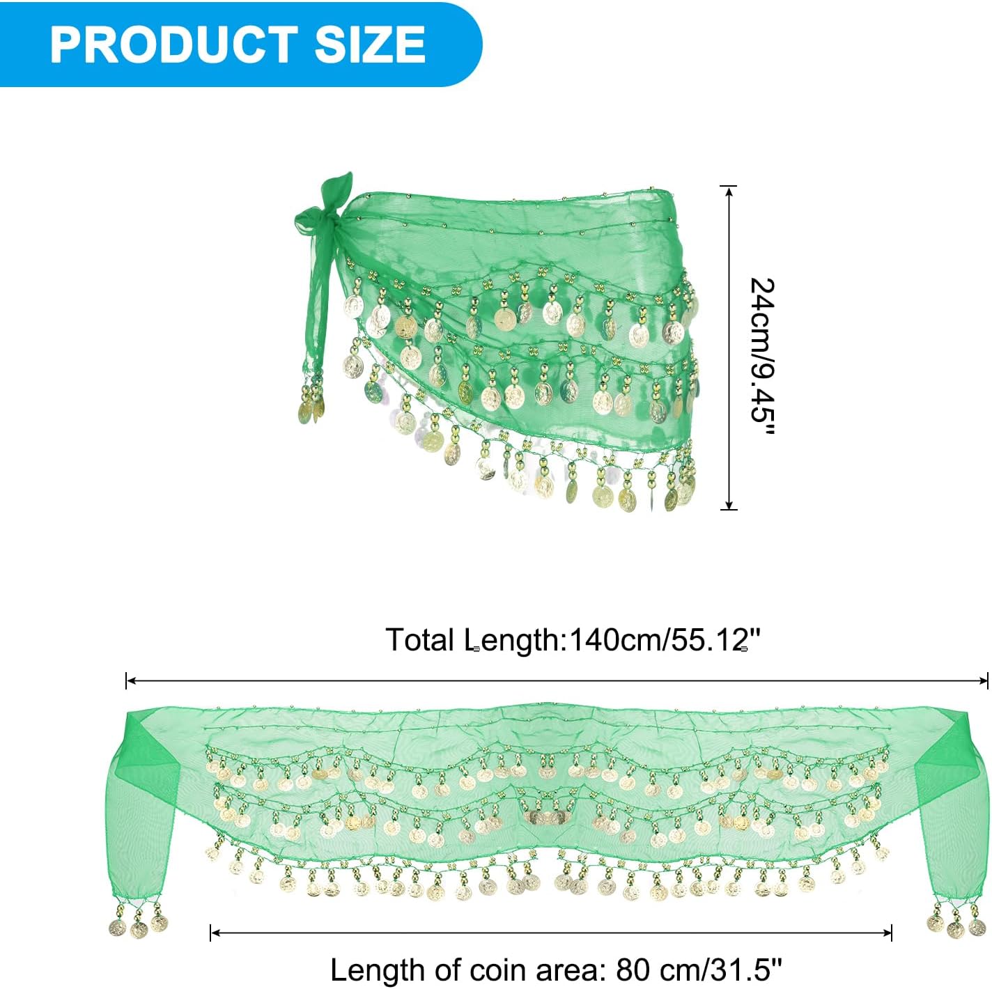 MECCANIXITY Belly Dance Hip Scarf Sequins Wrap - Image 3