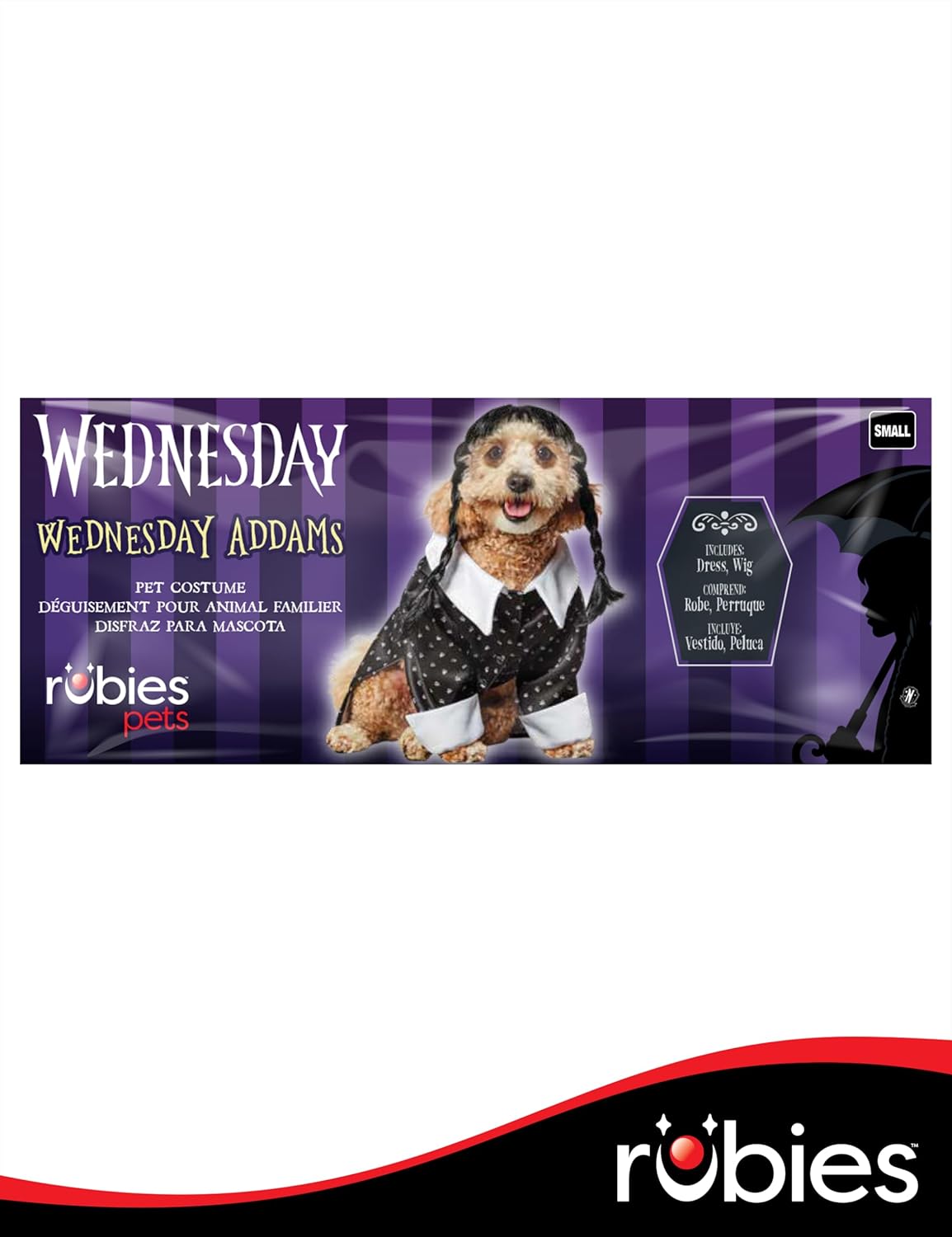 Wednesday TV Series: Wednesday Addams Pet Costume for For Dogs or Cats by Rubies, Medium