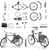 1PCS Retro Bicycle Model Ornament for Kids, 51 Pcs Simulation Mini Bike Model Scale Kit with Inflator & Briefcase, 1:10 Creative Iron Art Tabletop Ornament Toys for Gifts Home Office Decor BLACK