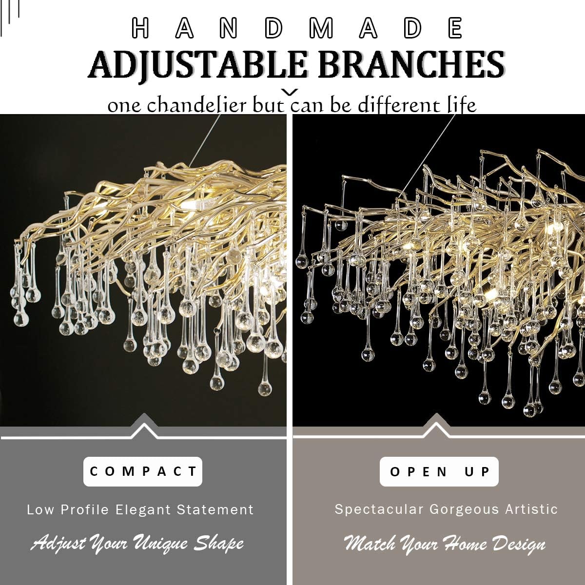 ❤ Crаzу Dеаlѕ Modern Crystal Chandelier Lighting Ceiling Pendant Dining Room Foyer Entryway Chandeliers Flower Rain-Drop Hanging Light Fixtures Tree Twig Branch Fringe Style Gold (Dia 23.5' Round Gold) 🔥 Cаѕhbасk uр tо 70% Modern Crystal Chandelier Lighting Ceiling Pendant Dining Room Foyer Entryway Chandeliers Flower Rain-Drop Hanging Light Fixtures Tree Twig Branch Fringe Style Gold (Dia 23.5' Round Gold)