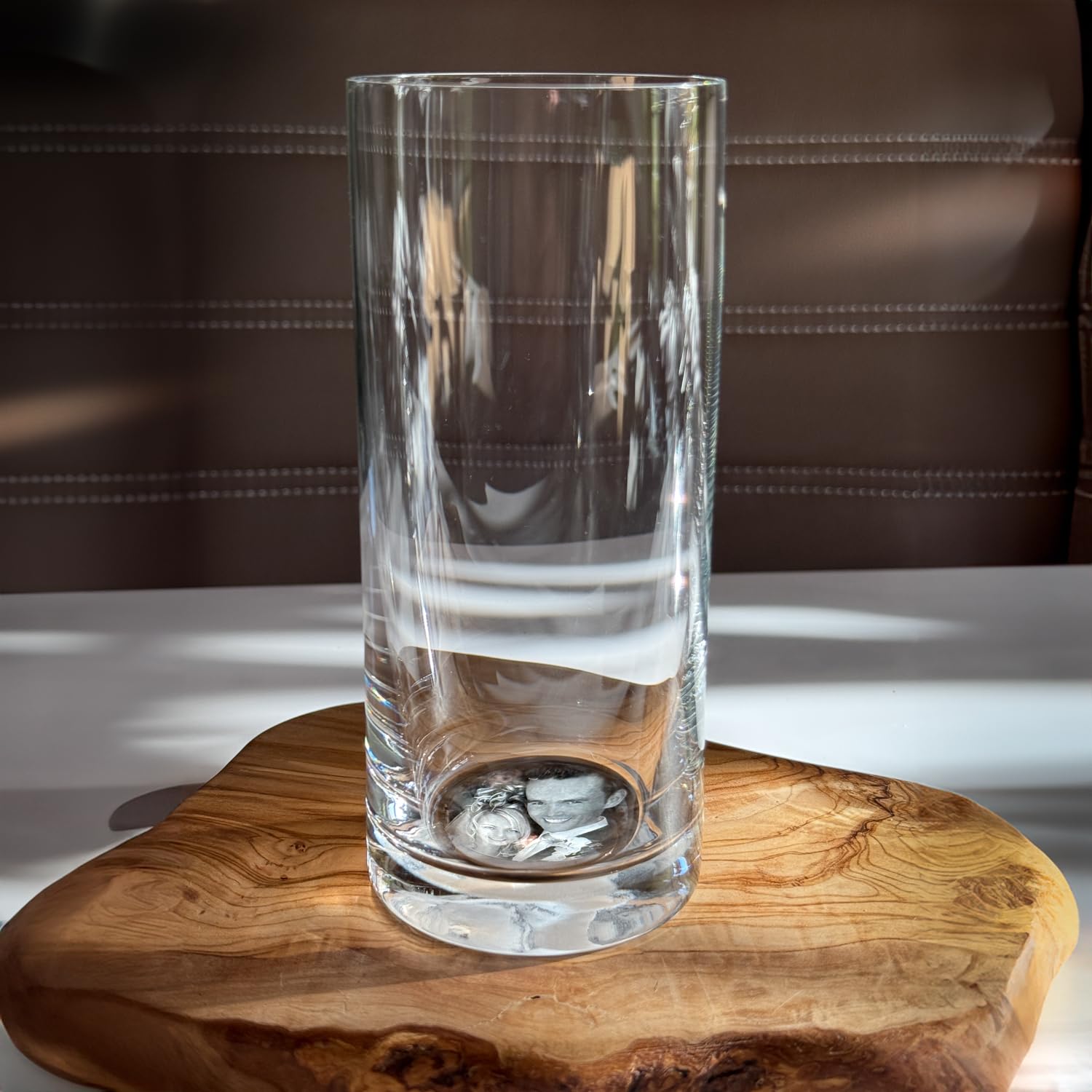 Contento | Personalisierte Gläser mit Gravur – Foto graviert im Glasboden – Foto gelasert – Geschenk-Set für Männer und Frauen, Persönliches Glas graviert (Größe: 400 ml) (Longdrink-Glas, Set 4 Stück)