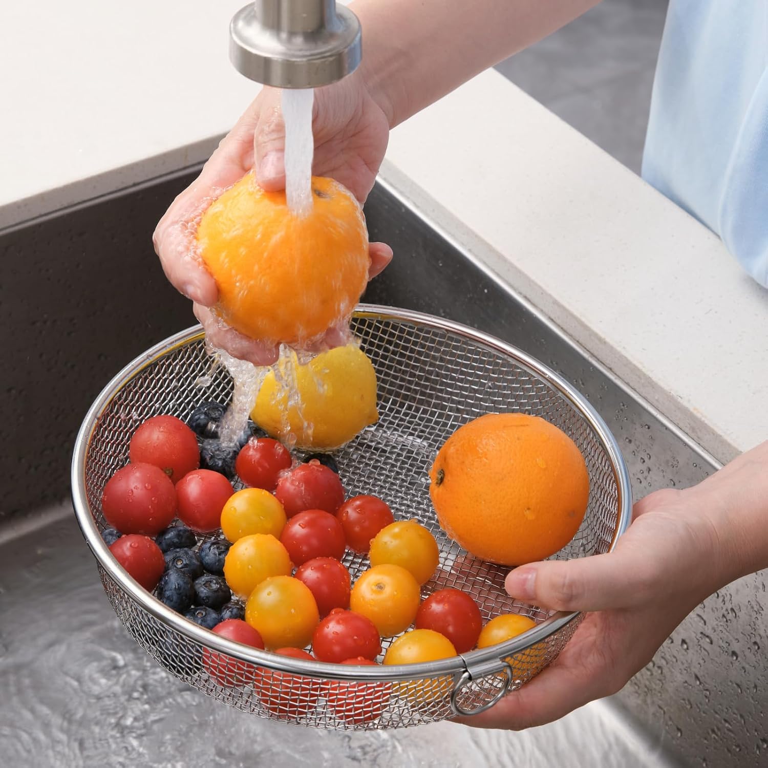 Dishwasher Basket,304 Stainless Steel Dishwasher Silverware Basket,Replacement Utensil Mesh Drain Silverware Holder for Chopstick Fruits,Scoops (Silver, Round)
