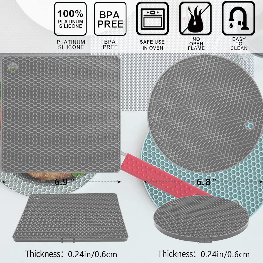 Sottopentola in silicone, di alta qualità, resistenti al calore, confezione da 4, sottopentola per piatti caldi, spessi tappetini caldi per cucina, tappetino scolapiatti multiuso,