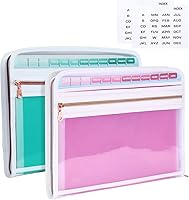 Vista 9 de MEGREZ Carpeta de archivos de papel A4 con 13 bolsillos, carpeta de acordeón con organizador de carpetas de archivos con cremallera para oficina