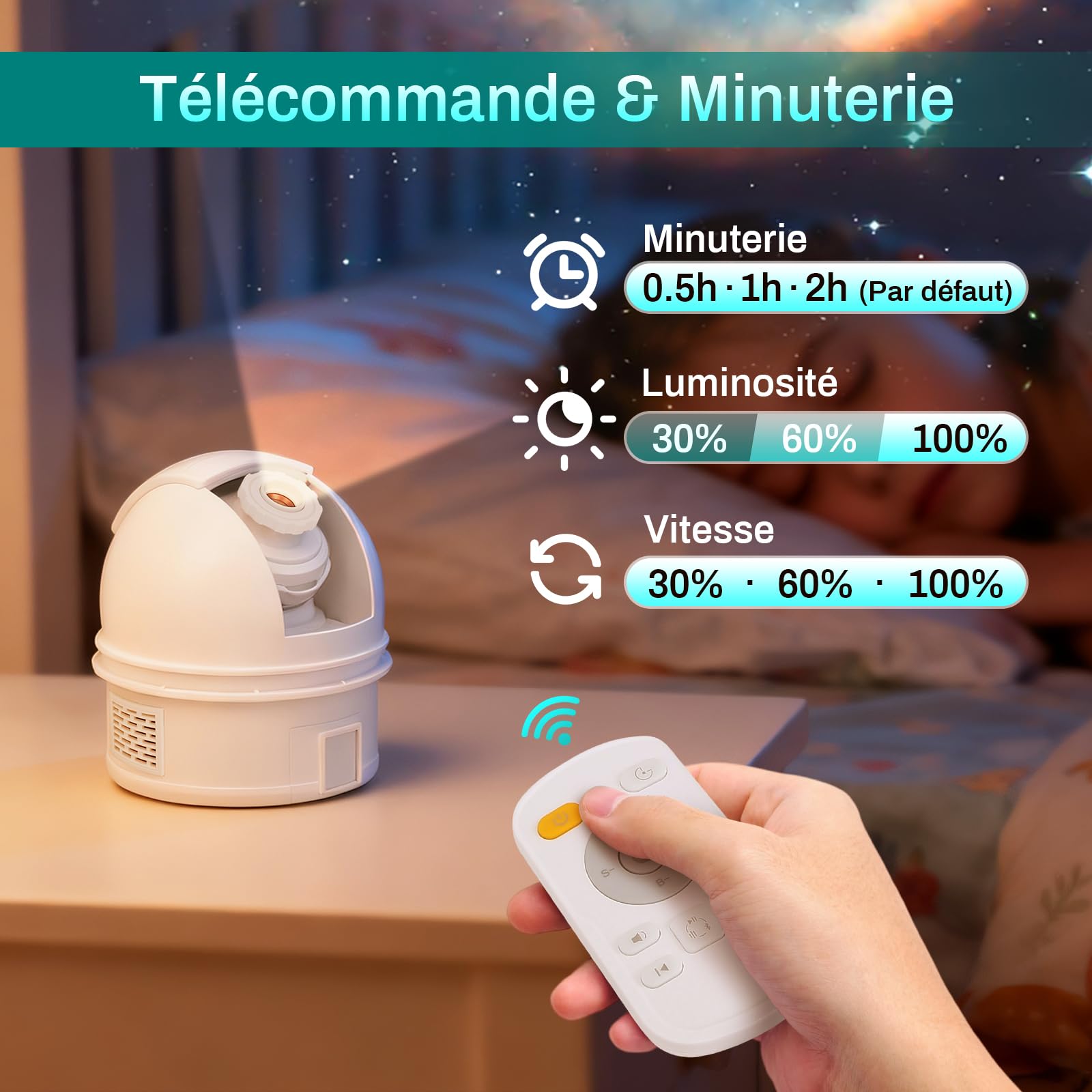 Tomshine Projeteur de Ciel Étoilé Astronome avec Explication, 12 Motifs Étoilés, 8 Bruits Blancs & 8 Couleurs de Lampadaire Nocturne, Compatible Bluetooth & Minuterie, Idéal pour Enfants,​ Décoration