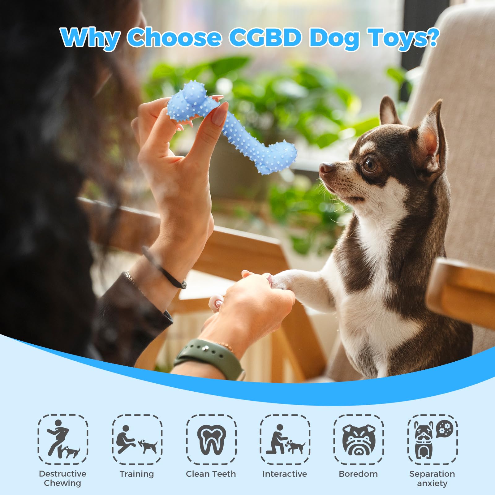 Juguetes para cachorros, paquete de 9 juguetes masticables para cachorros, lindos juguetes azules para perros pequeños, juguetes de dentición para cachorros, juguete interactivo suave y duradero