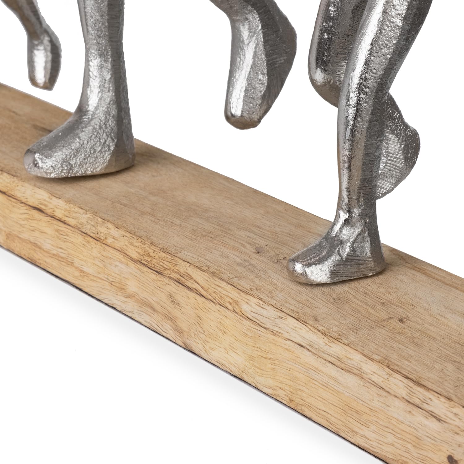 Figura decorativa moderna famiglia 4 persone su base in legno, 37 x 8,5 x 31 cm, elegante scultura per soggiorno, ufficio o credenza, simbolo di coesione amore e tempo insieme