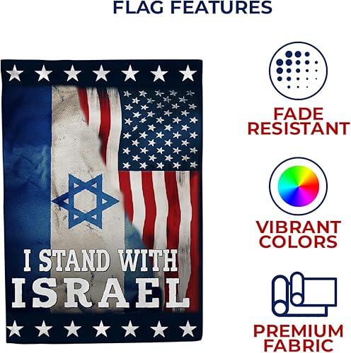 Miniatura 5 de Bandera de jardín I Stand with Israel de 12.5 x 18 pulgadas, bandera de doble cara para Israel, América Israel Friendship, bandera de Israel judía