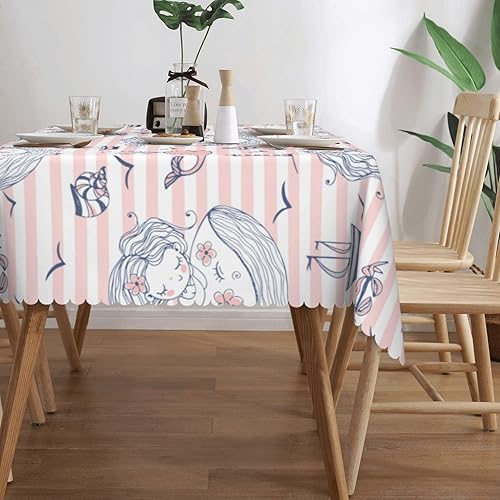 Miniatura 2 de Aimeryup Mantel rectangular de gaviota de barco de sirena, mantel impermeable rectangular para mesas rectangulares de 6 pies, manteles de mesa para