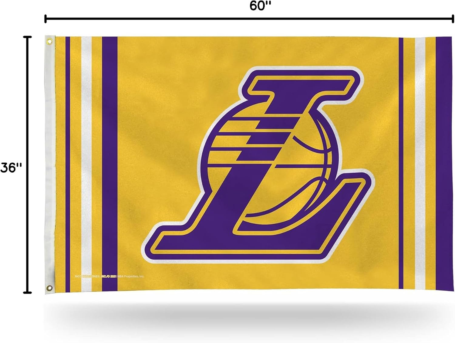 Rico Industries NBA Los Angeles Lakers Alternate 3' x 5' Banner Flag 3' x 5' Banner Flag Single Sided - Indoor or Outdoor - Home Décor