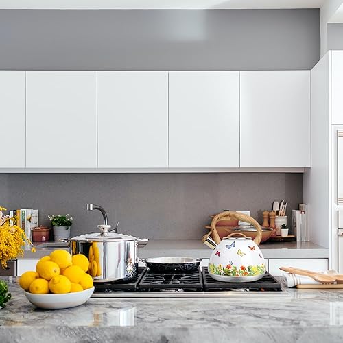 Miniatura 7 de toptier - Tetera silbadora con mango de madera, silbato fuerte, acero inoxidable de grado alimenticio para estufas, hervidor de agua de inducción,