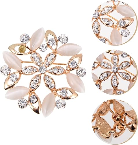Miniatura 6 de EXCEART Broches de flores de cristal, 3 piezas, pines de flores de cristal, pines de diamantes de imitación y broches, broche de ramillez, broches