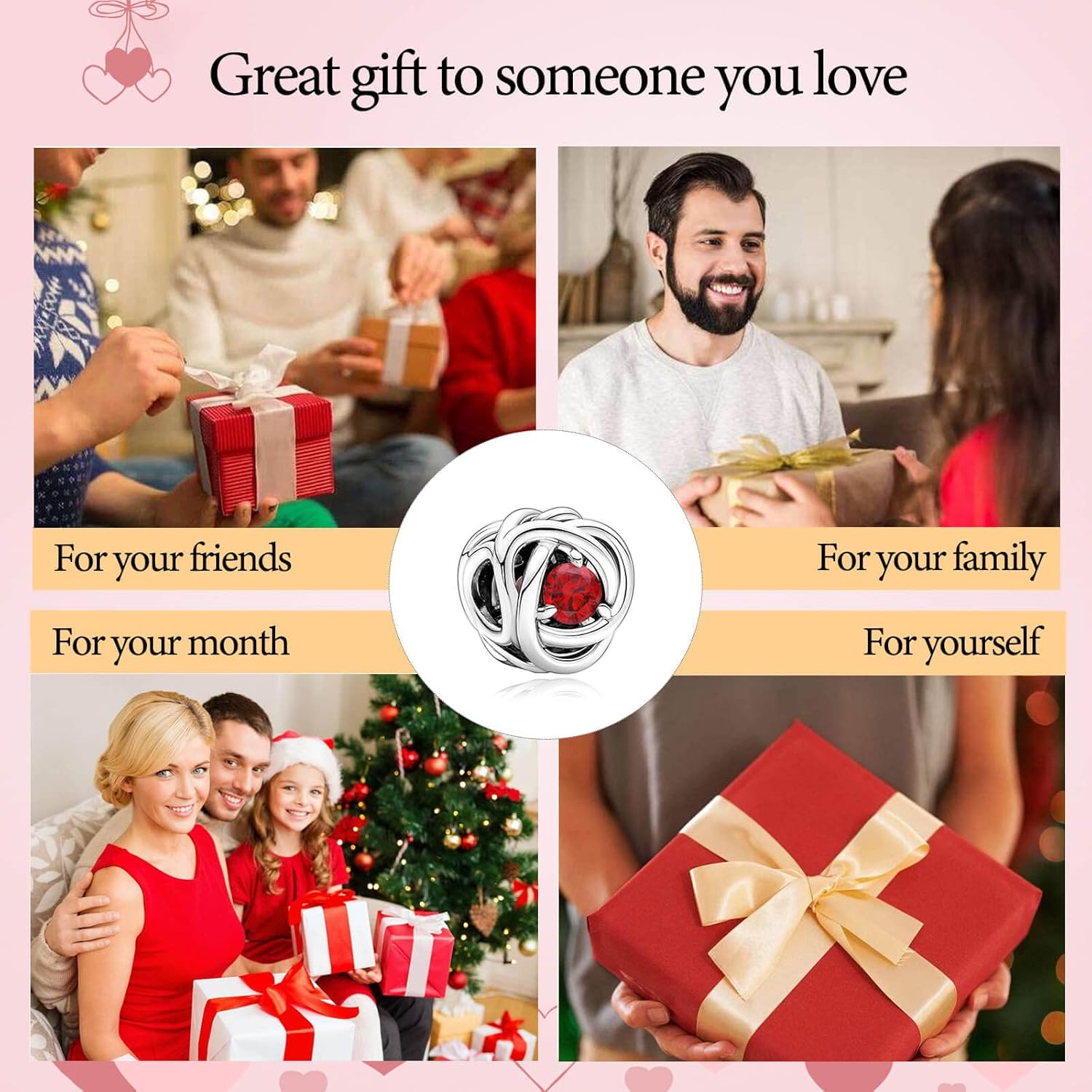 VALGACLS Birthstone Charms 925 Sterling Silver Love Heart Charm for Bracelet Necklace Happy Birthday Charms Eternity Circle Charm for Women - Image 7